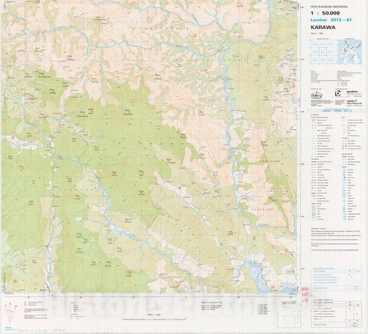 Map : Karawa, Indonesia 1991, Peta rupabumi Indonesia, 1:50,000 , Antique Vintage Reproduction