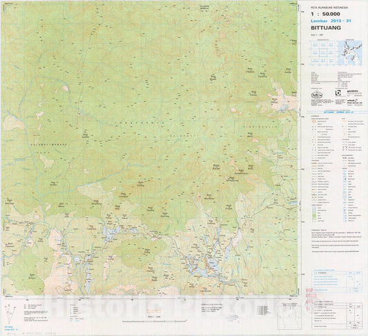 Map : Bittuang, Indonesia 1991, Peta rupabumi Indonesia, 1:50,000 , Antique Vintage Reproduction