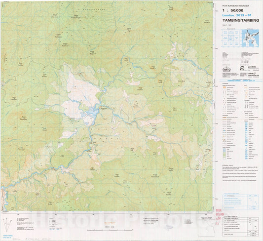Map : Tambing Tambing, Indonesia 1991, Peta rupabumi Indonesia, 1:50,000 , Antique Vintage Reproduction