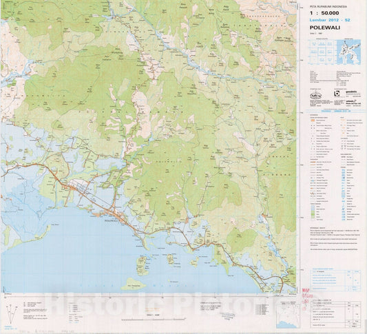 Map : Polewali, Indonesia 1991, Peta rupabumi Indonesia, 1:50,000 , Antique Vintage Reproduction
