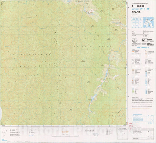 Map : Peana, Indonesia 1991, Peta rupabumi Indonesia, 1:50,000 , Antique Vintage Reproduction