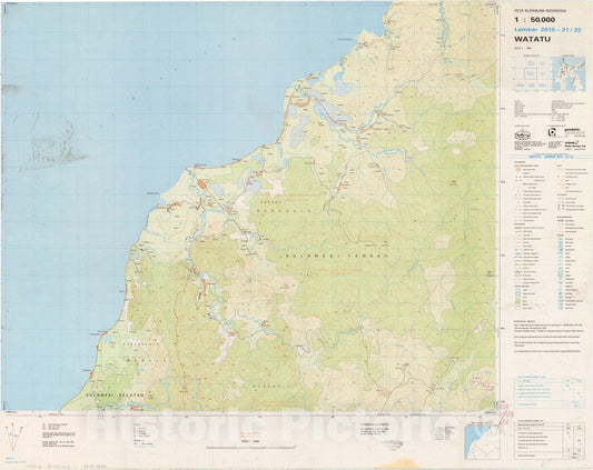 Map : Watatu, Indonesia 1991, Peta rupabumi Indonesia, 1:50,000 , Antique Vintage Reproduction