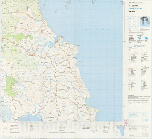 Map : Kassi, Indonesia 1991, Peta rupabumi Indonesia, 1:50,000 , Antique Vintage Reproduction