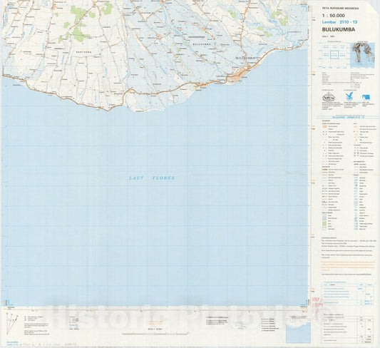 Map : Bulukumba, Indonesia 1991, Peta rupabumi Indonesia, 1:50,000 , Antique Vintage Reproduction