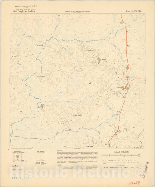 Map : Bangka Island, Indonesia 1935 12, Res. Bangka en Onderh : topografische en fotogrammetrische kaarterring, Antique Vintage Reproduction