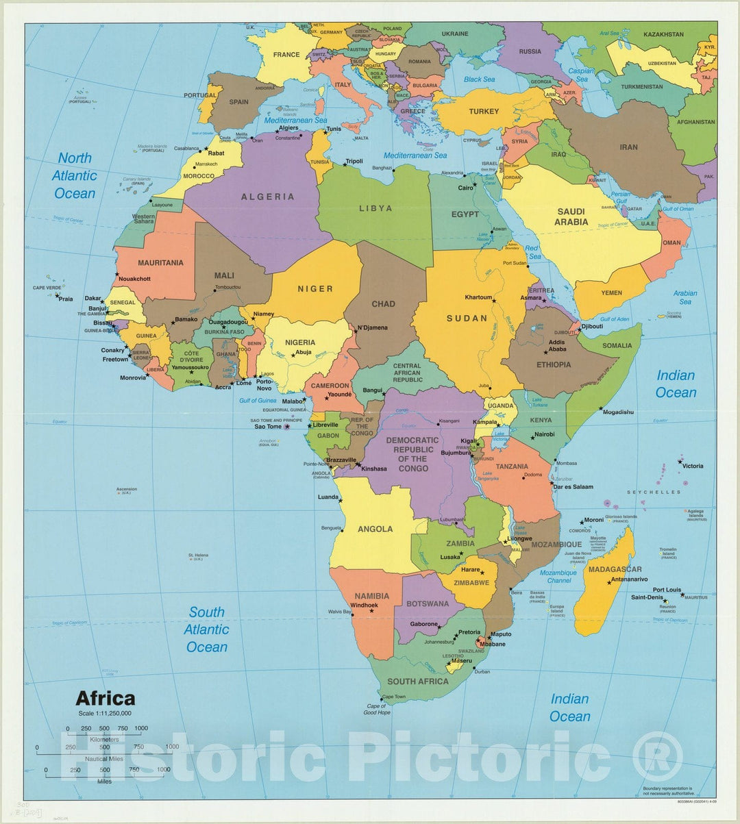 Map : Africa 2009, Africa [cartographic material], Antique Vintage Reproduction