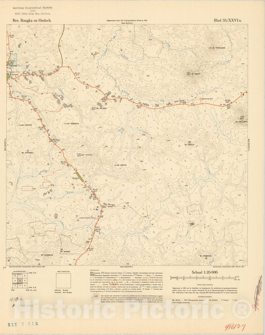 Map : Bangka Island, Indonesia 1935 4, Res. Bangka en Onderh : topografische en fotogrammetrische kaarterring, Antique Vintage Reproduction
