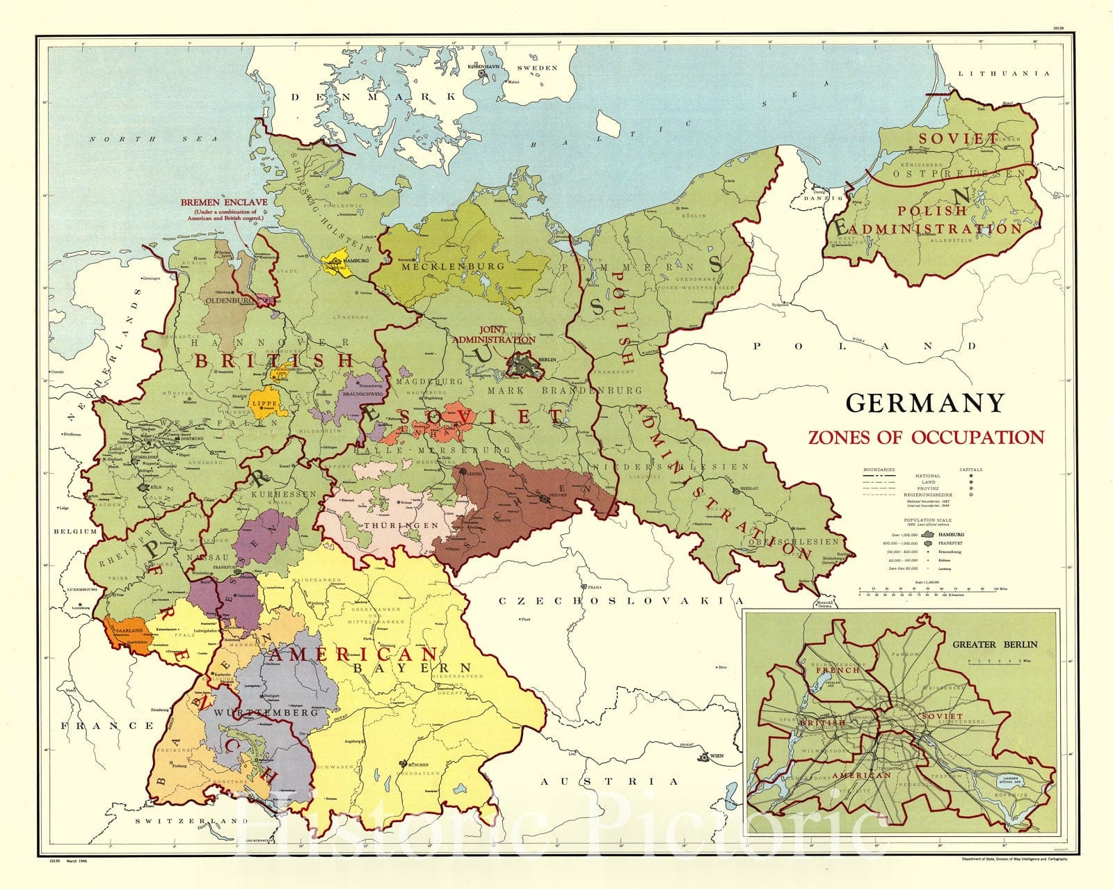 Map : Germany 1946, Germany, zones of occupation , Antique Vintage Reproduction