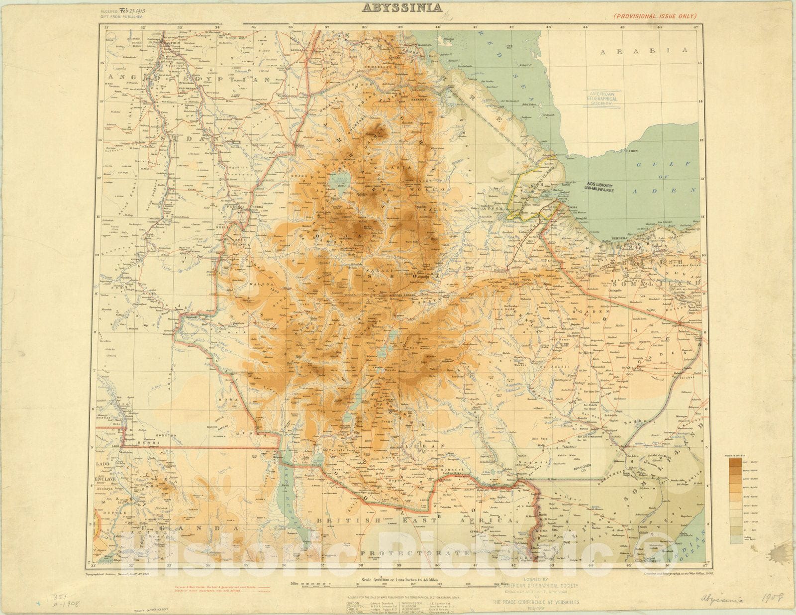 Map : Ethiopia 1908, Abyssinia , Antique Vintage Reproduction