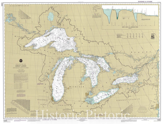 Map : Great Lakes 2002 2, United States--Great Lakes, Great Lakes, Lake Champlain to Lake of the Woods , Antique Vintage Reproduction