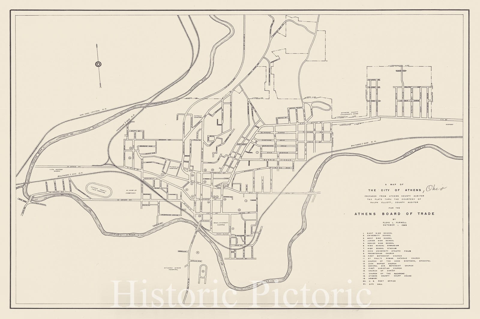 Map : Athens, Ohio 1949, A map of the city of Athens, [Ohio] , Antique Vintage Reproduction