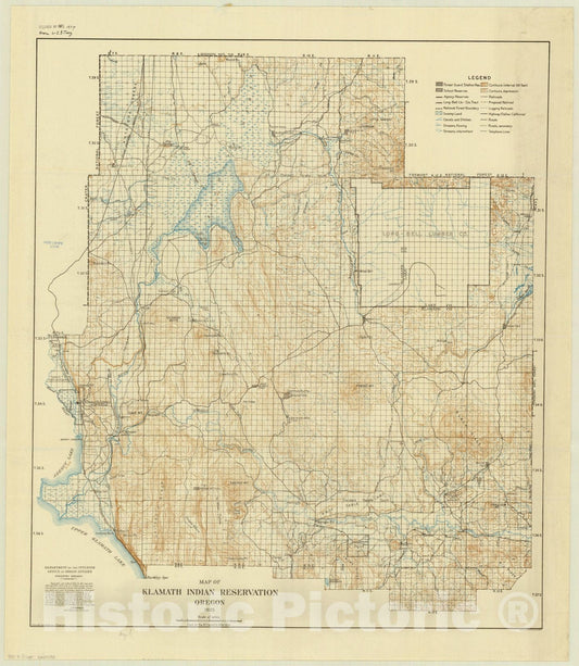 Map : Oregon 1925, Map of Klamath Indian Reservation, Oregon 1925 , Antique Vintage Reproduction
