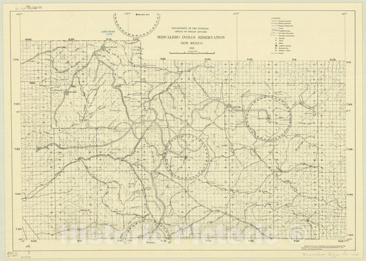 Map : New Mexico 1938, Mescalero Indian Reservation, New Mexico 1938, Antique Vintage Reproduction