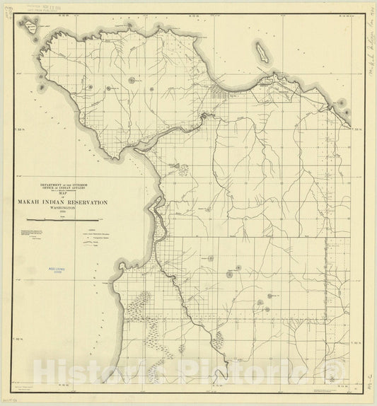 Map : Washington 1930, Makah Indian Reservation, Washington , Antique Vintage Reproduction