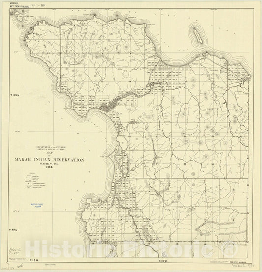 Map : Washington 1936, Makah Indian Reservation, Washington 1936, Antique Vintage Reproduction