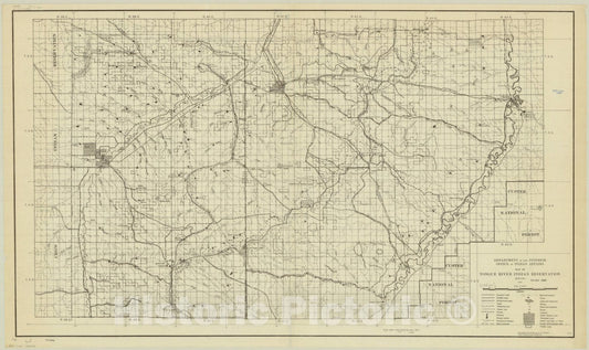 Map : Tongue River Indian Reservation, Montana 1945, Map of Tongue River Indian Reservation, Montana 1931, revised 1945, Antique Vintage Reproduction