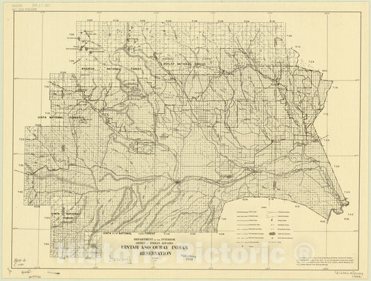 Map : Uintah and Ouray Indian Reservation, Utah 1944, Uintah and Ouray Indian Reservation, Utah 1944, Antique Vintage Reproduction