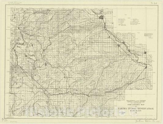 Map : Yakima Indian Reservation, Washington 1930, Fire control map of Yakima Indian Reservation, Washington 1930, Antique Vintage Reproduction