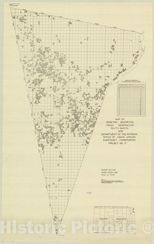 Map : Sisseton Wahpeton Indian Reservation, South Dakota 1936, Map of Sisseton Wahpeton Indian Reservation, South Dakota 1936, Antique Vintage Reproduction