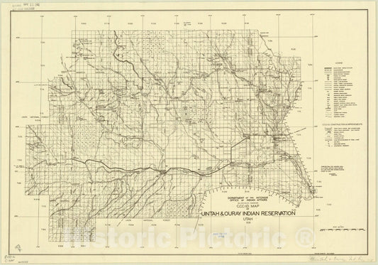 Map : Uintah & Ouray Indian Reservation, Utah 1938, C.C.C.-I.D. map of Uintah & Ouray Indian Reservation, Utah 1938 , Antique Vintage Reproduction