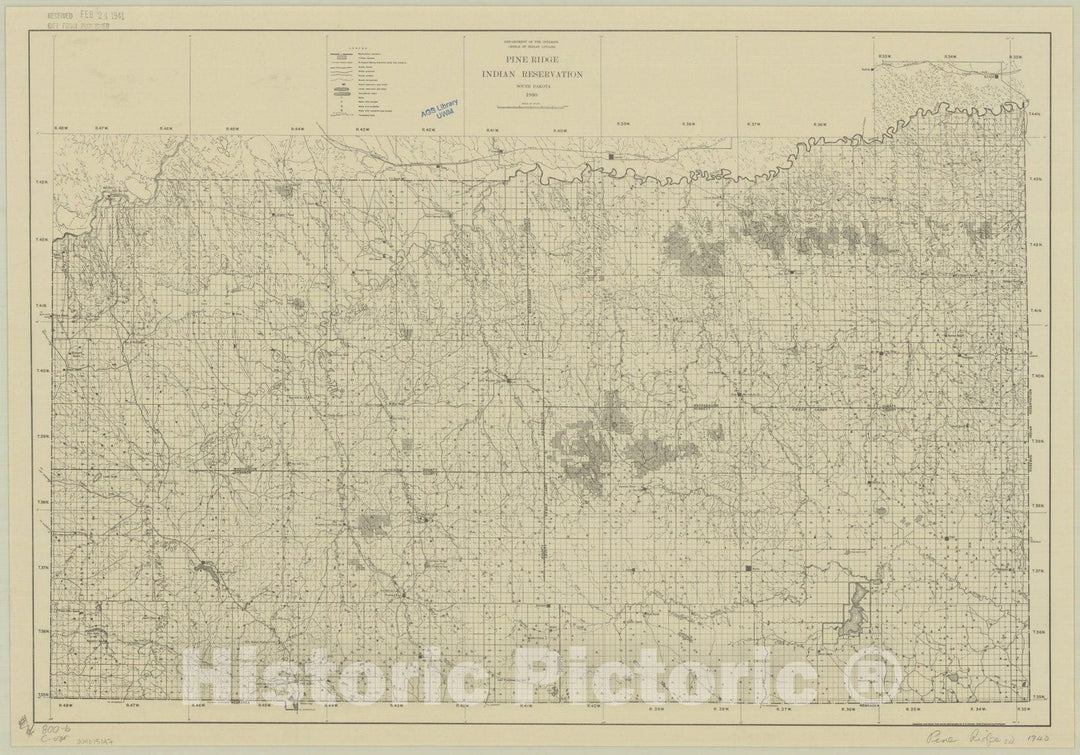 Map : Pine Ridge Indian Reservation, South Dakota 1940, Pine Ridge Indian Reservation, South Dakota 1940 , Antique Vintage Reproduction