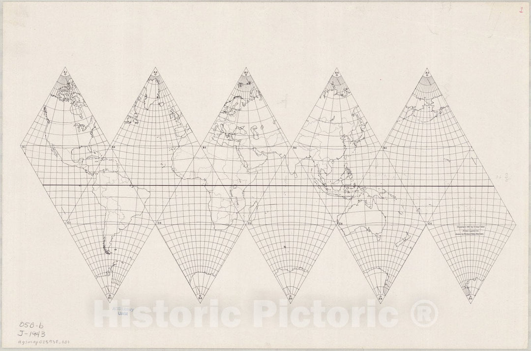 Map : World map 1943 1, Likaglobe , Antique Vintage Reproduction