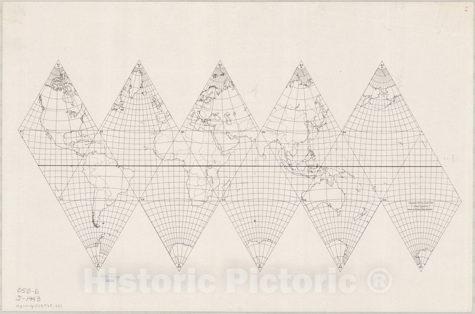 Map : World map 1943 1, Likaglobe , Antique Vintage Reproduction