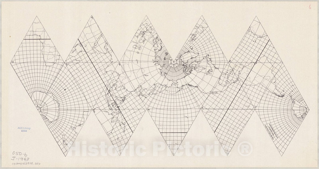 Map : World map 1943 13, Likaglobe , Antique Vintage Reproduction