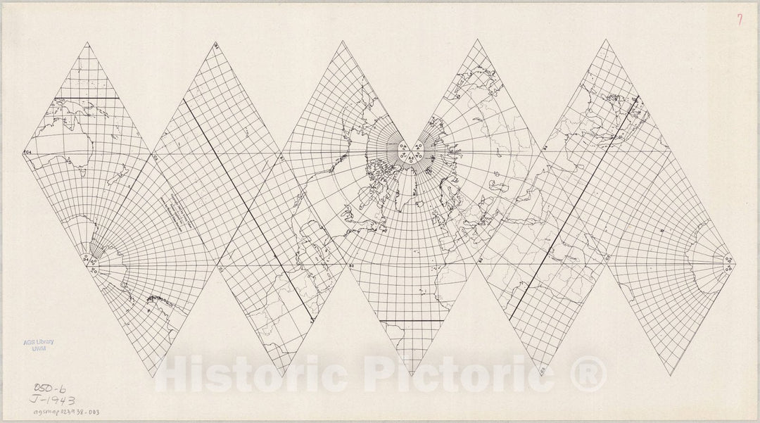 Map : World map 1943 14, Likaglobe , Antique Vintage Reproduction