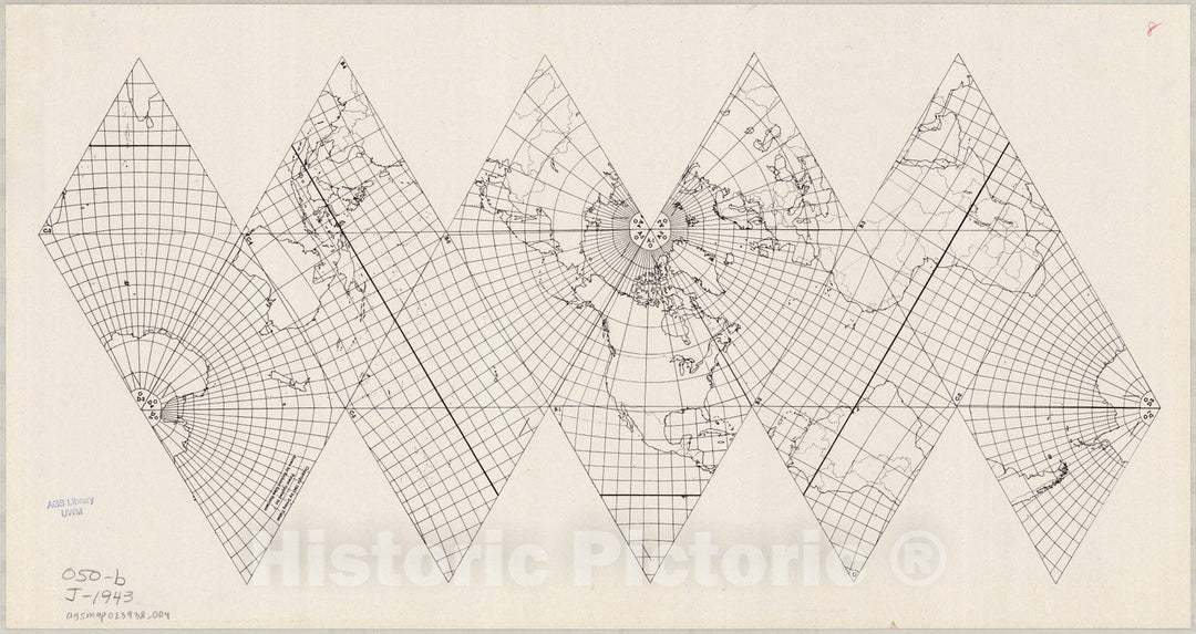 Map : World map 1943 5, Likaglobe , Antique Vintage Reproduction