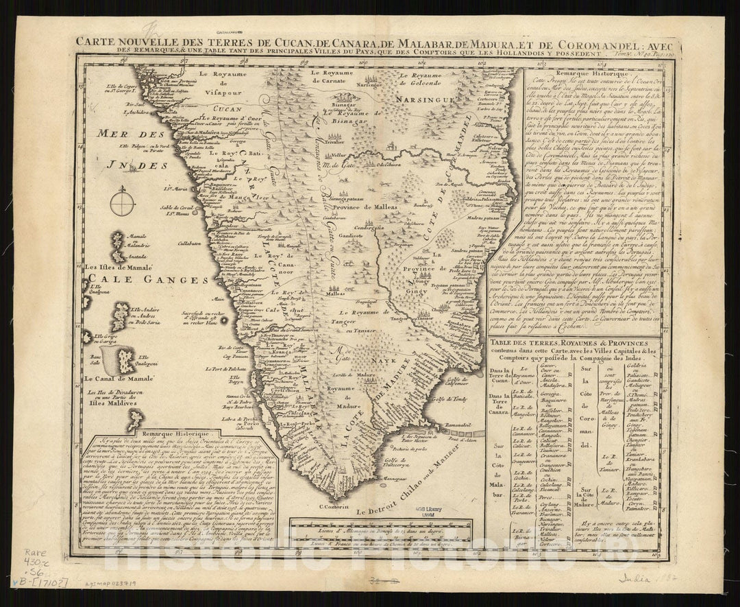 Map : India 1710, Antique Vintage Reproduction
