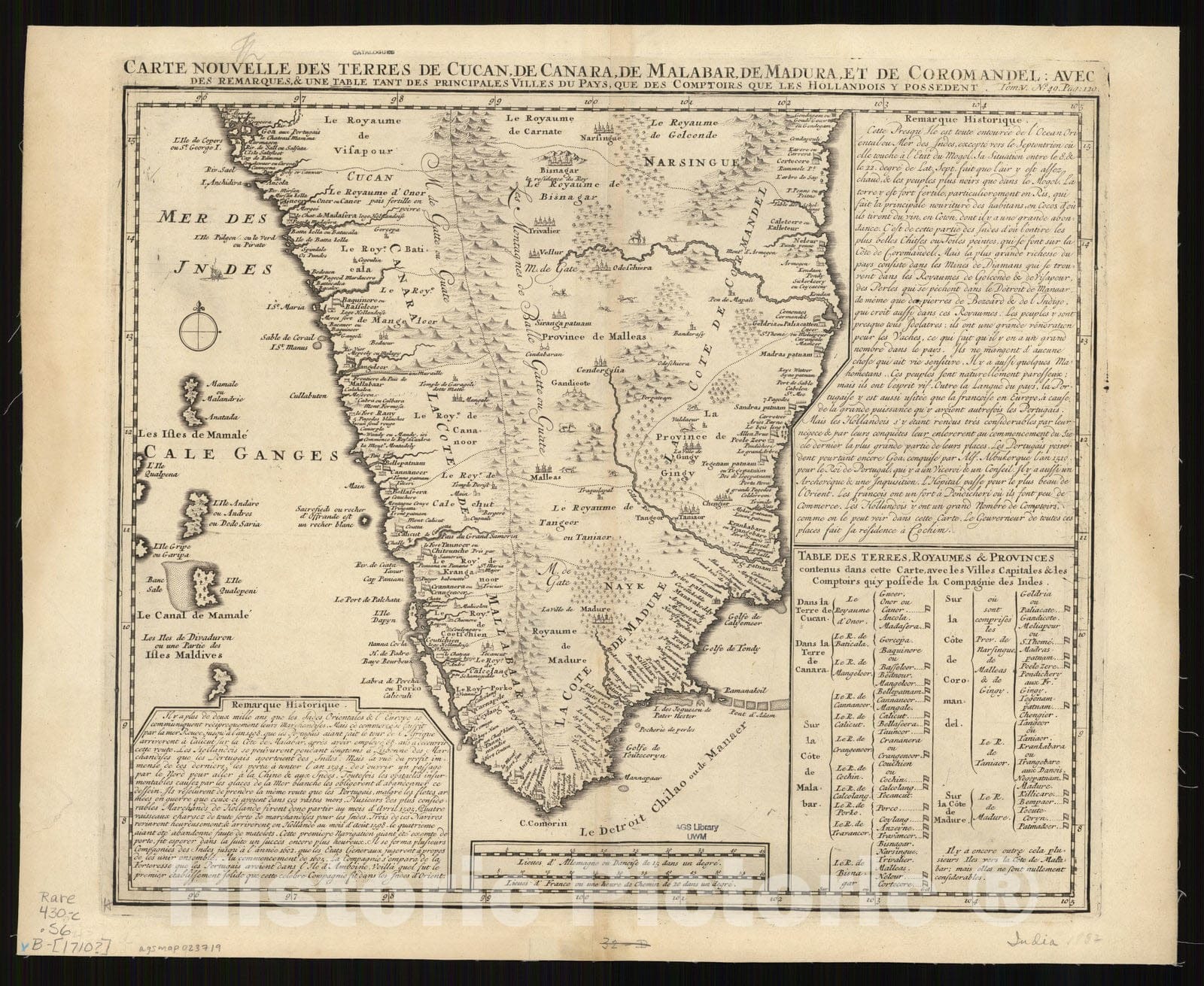 Map : India 1710, Antique Vintage Reproduction