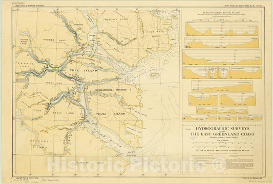Map : East Greenland 1948, Louise A. Boyd Arctic expeditions - S.S. Veslekari hydrographic surveys along the East Greenland coast : Antarctic Harbor to Home Foreland