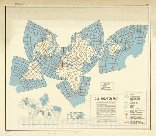 Map : World 1943, OSS theater map, Antique Vintage Reproduction