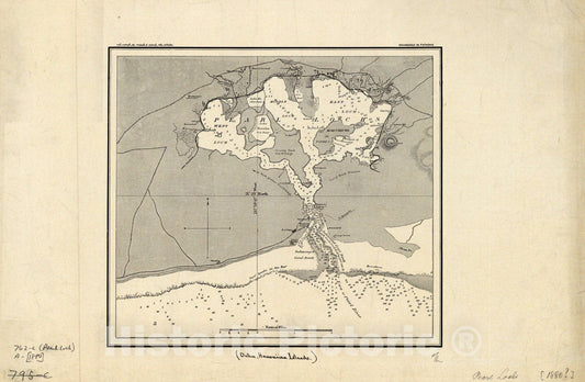 Map : Pearl Harbor (Hawaii) 1880, Pearl Lochs, [Oahu, Hawaiian Islands], Antique Vintage Reproduction