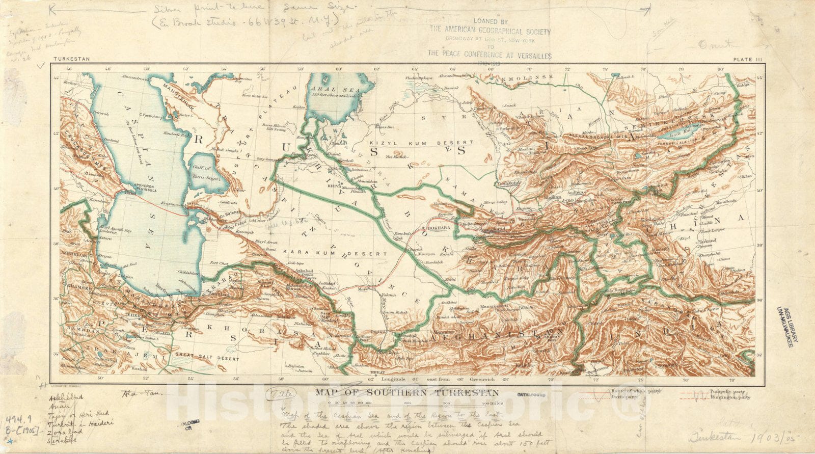 Map : Turkestan 1905, Map of southern Turkestan, Antique Vintage Reproduction