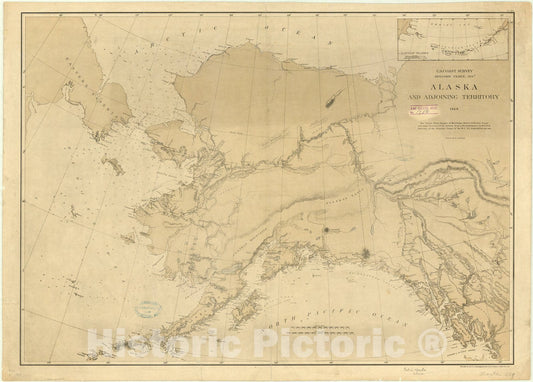 Map : Alaska 1869, Alaska and adjoining territory , Antique Vintage Reproduction