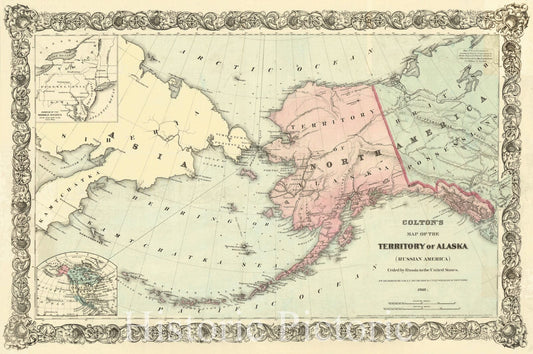 Map : Alaska 1868, Antique Vintage Reproduction