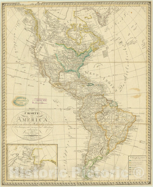 Historic Map : Americas 1820, Charte von America : nach den neuesten Materialien sichersten Ortsbestimungen und der neuesten Eintheilung entworfen , Antique Vintage Reproduction