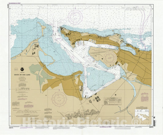 Map : San Juan, Puerto Rico 2003, Puerto Rico, Bahia de San Juan , Antique Vintage Reproduction