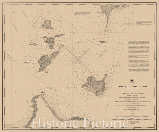 Map : Lake Survey Charts, Kelley's and Bass Islands showing the harbors of refuge in their vicinity being an extract from the Survey of the West end of Lake Erie