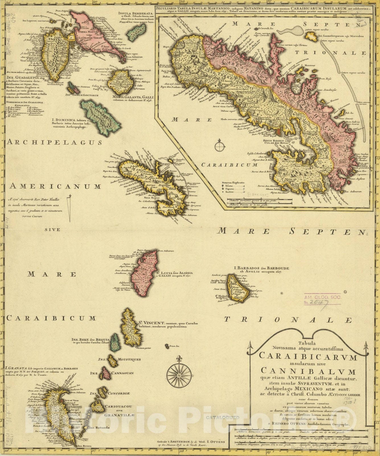 Map : West Indies 1725, Antique Vintage Reproduction