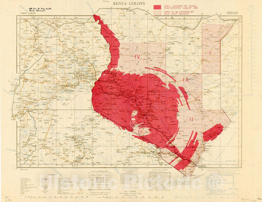 Map : Kenya 1950, Kenya colony, Africa 1:2,000,000, Antique Vintage Reproduction