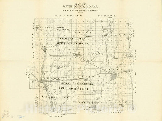 Map : Wayne County, Indiana 1878, Map of Wayne County, Indiana , Antique Vintage Reproduction