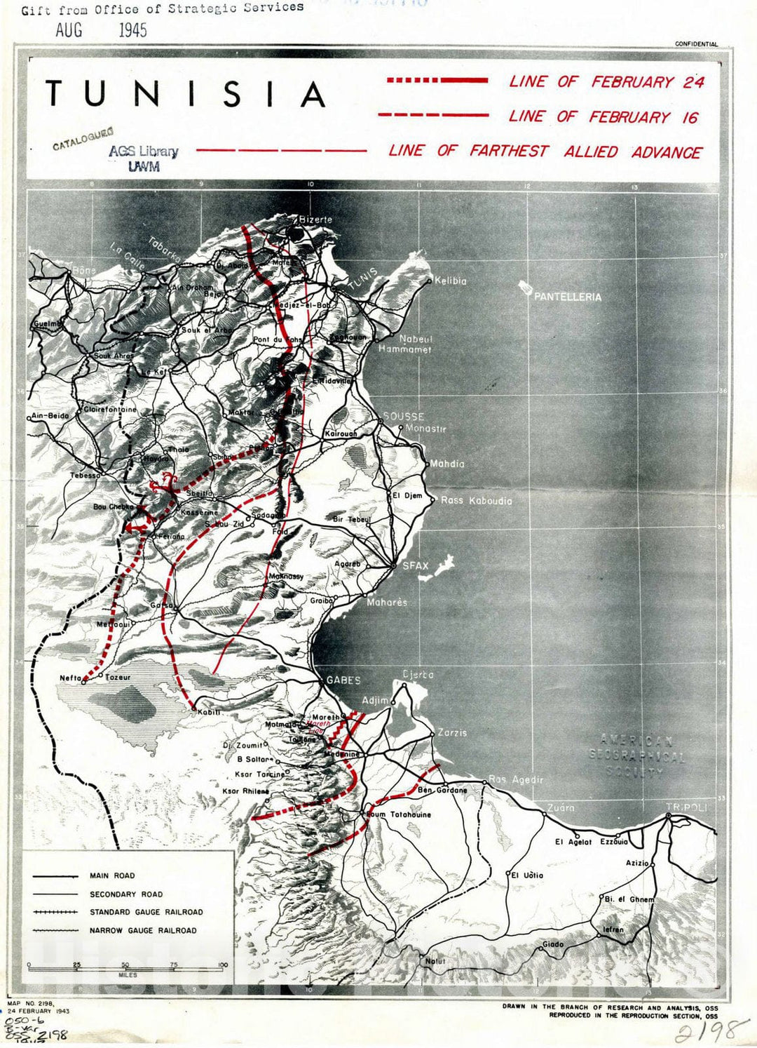 Map : Tunisia, Africa 1943, Tunisia , Antique Vintage Reproduction