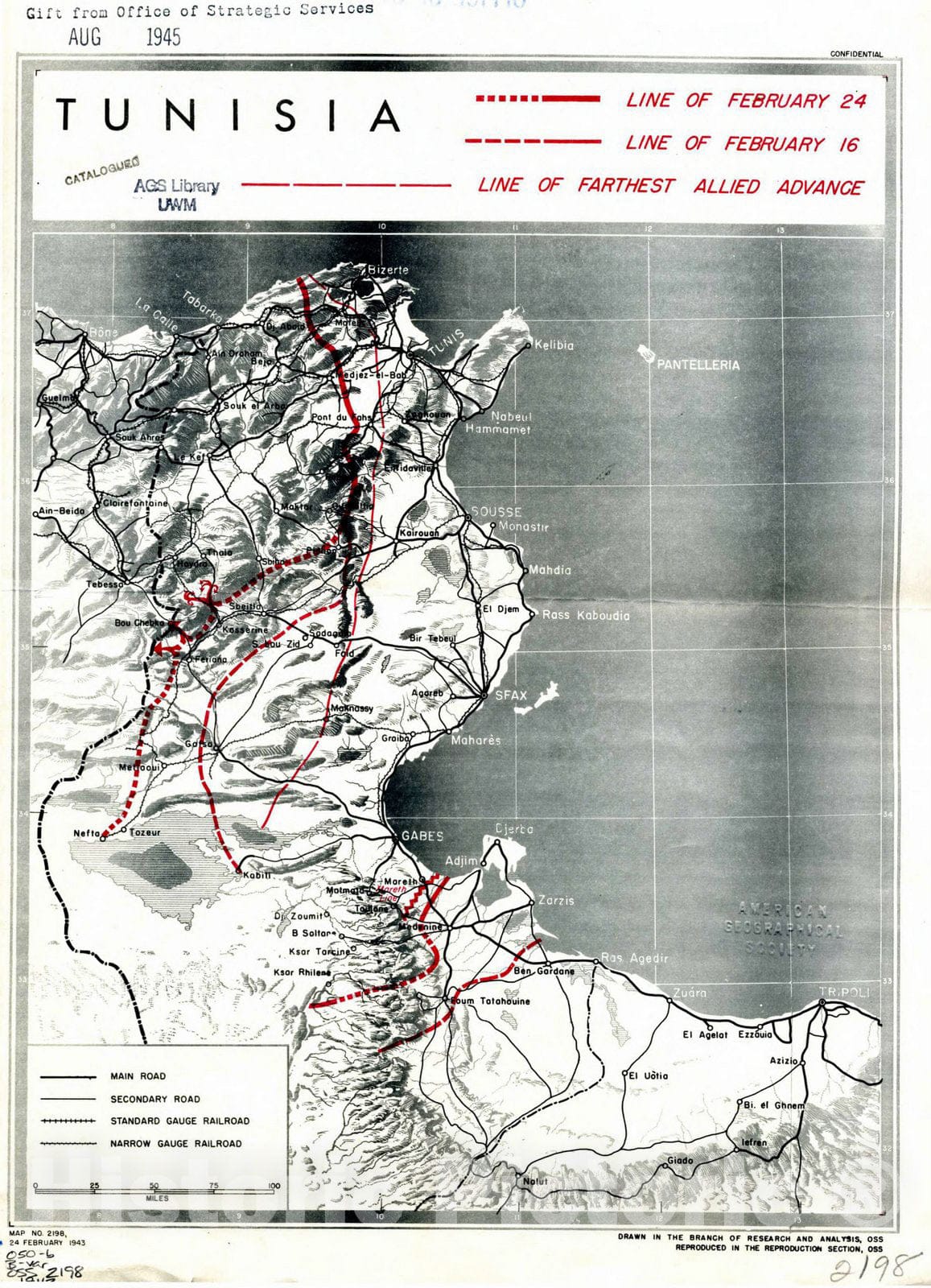 Map : Tunisia, Africa 1943, Tunisia , Antique Vintage Reproduction