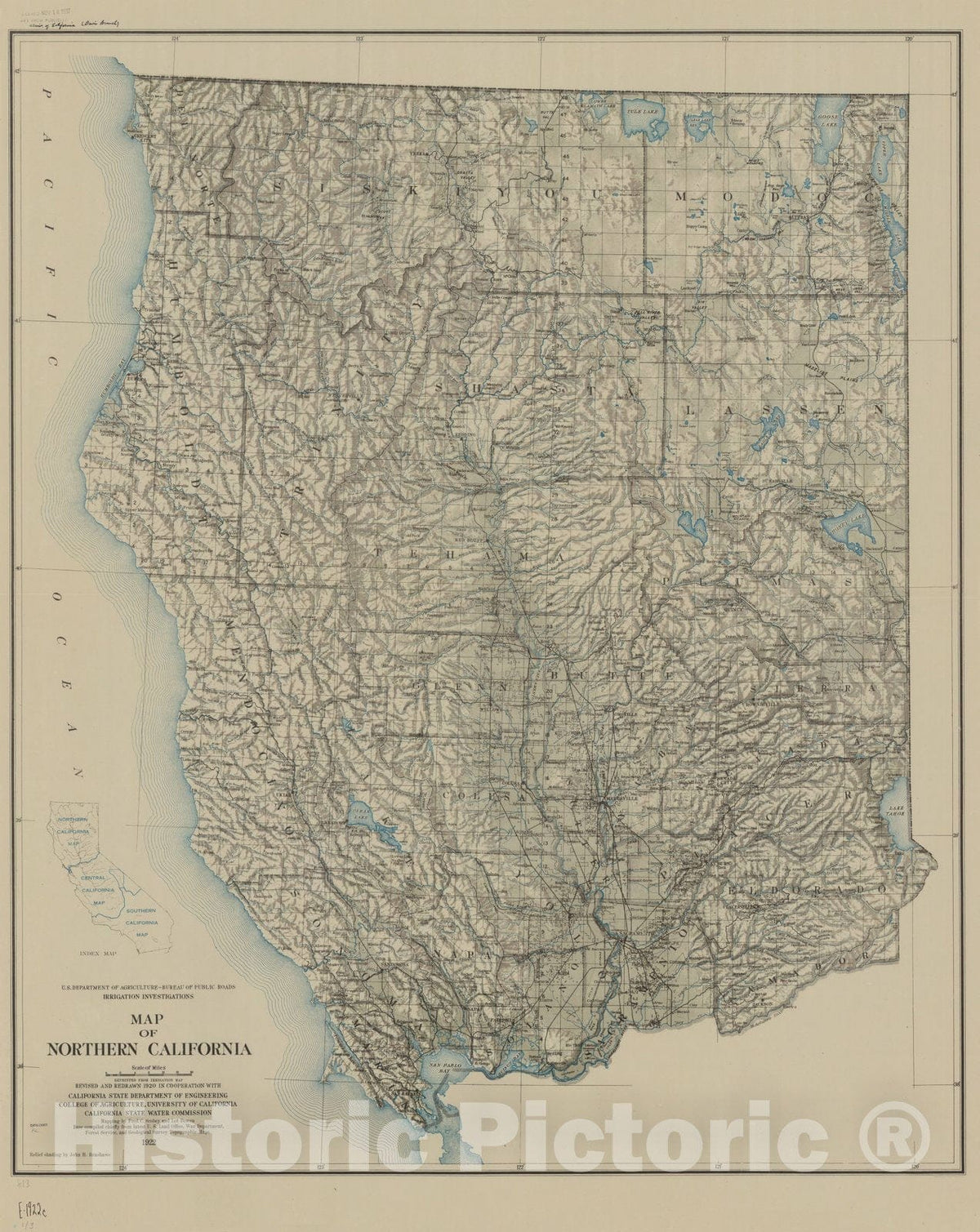 Map : California 1922 2, Map of [California] , Antique Vintage Reproduction
