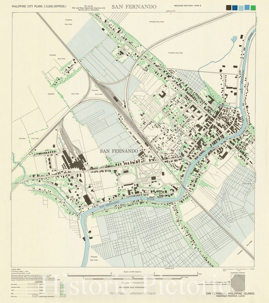 Map : San Fernando, Philippine Islands 1944, San Fernando, Philippine Islands, Pampanga Province, Luzon, Antique Vintage Reproduction
