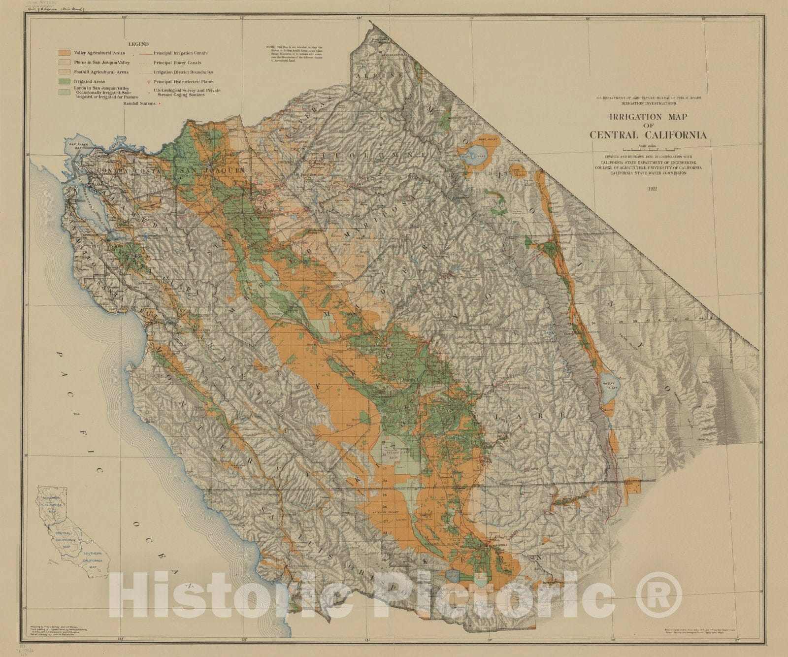 Map : California 1922, irrigation map 2, Irrigation map of [California] , Antique Vintage Reproduction