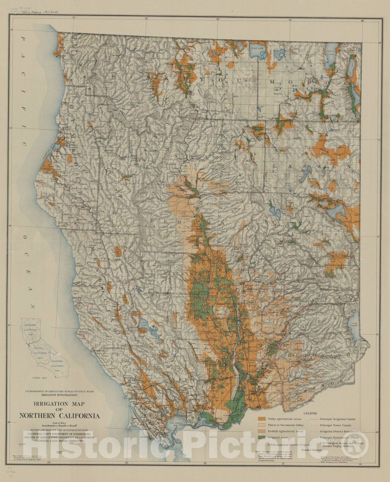 Map : California 1922, irrigation map 3, Irrigation map of [California] , Antique Vintage Reproduction